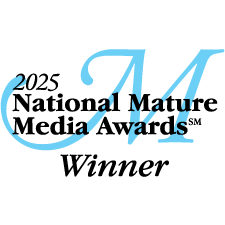 Logo for the 2025 National Mature Media Awards indicating Winner status